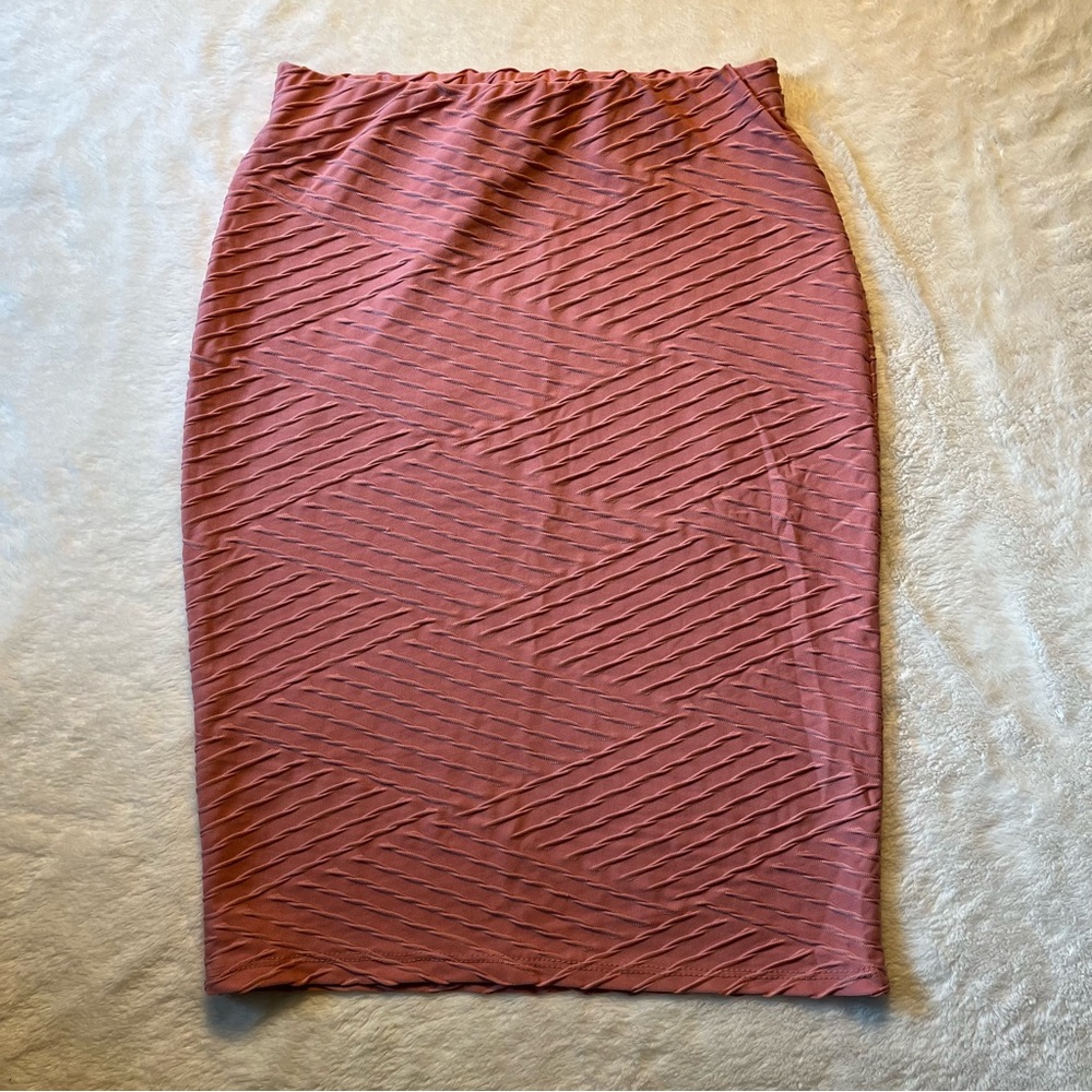 ❣️5 FOR $15!❣️ Double Click | Womens blush pink textured pencil skirt